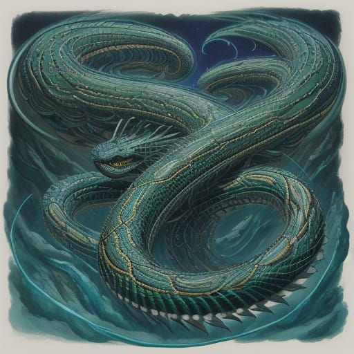 Mystical Imugi Spirit in Korean Misty Landscape