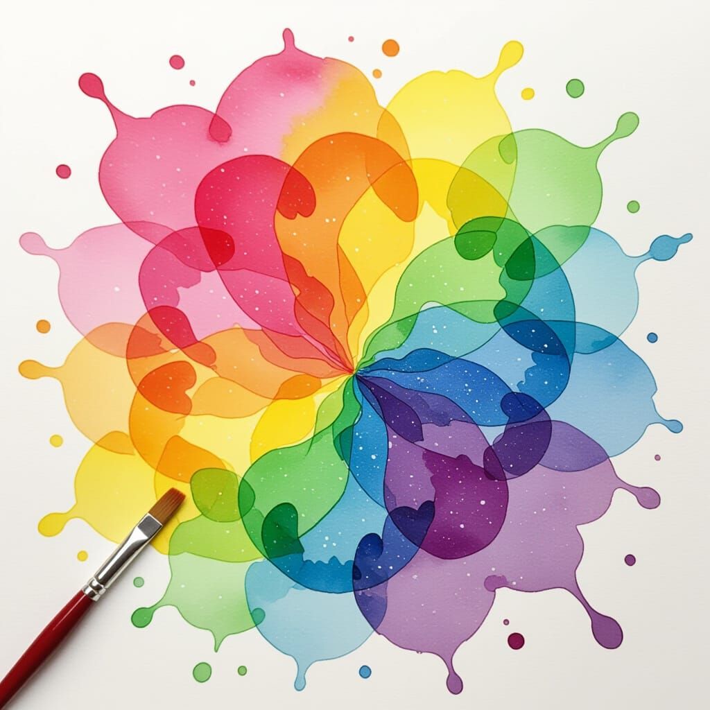 Colorful Splatter Art in Watercolor Alcohol Ink Style