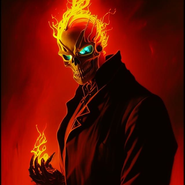 Ghost Rider Portrait in Gothic Art Style