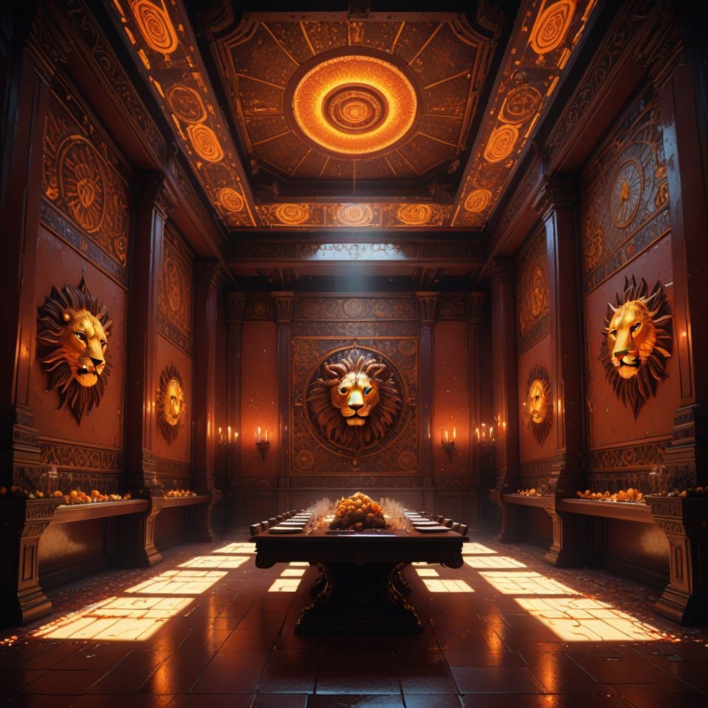 Ruby Flame Feast Hall: Hyperdetailed Concept Art