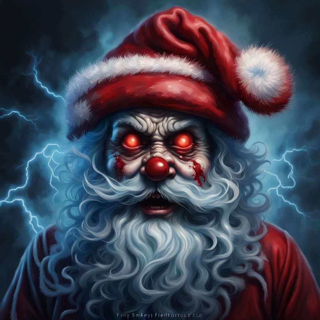 Mutated Christmas Santa Zombie Horror in Hyper-Realism