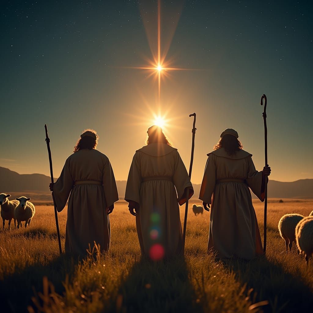 Shepherds Gaze at Bethlehem Star in High Resolution