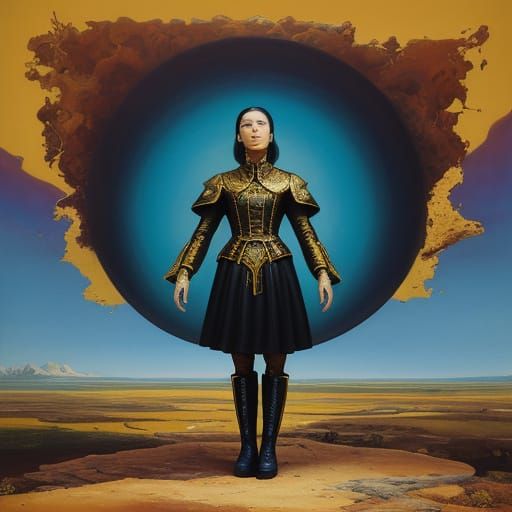 Surreal Woman Merges with Earthly Landscapes in Vibrant Oil ...