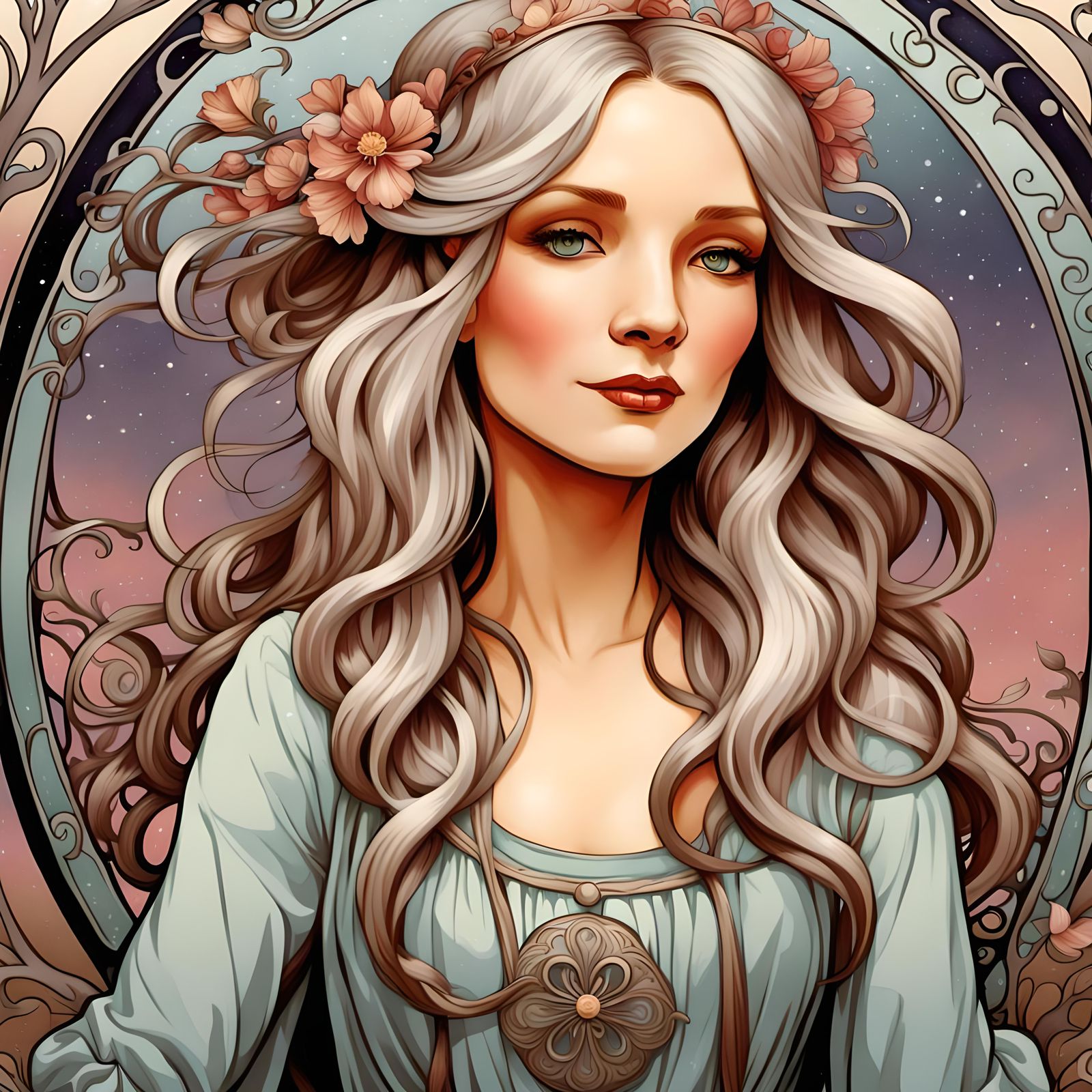 Art Nouveau Illustration in Mucha Style
