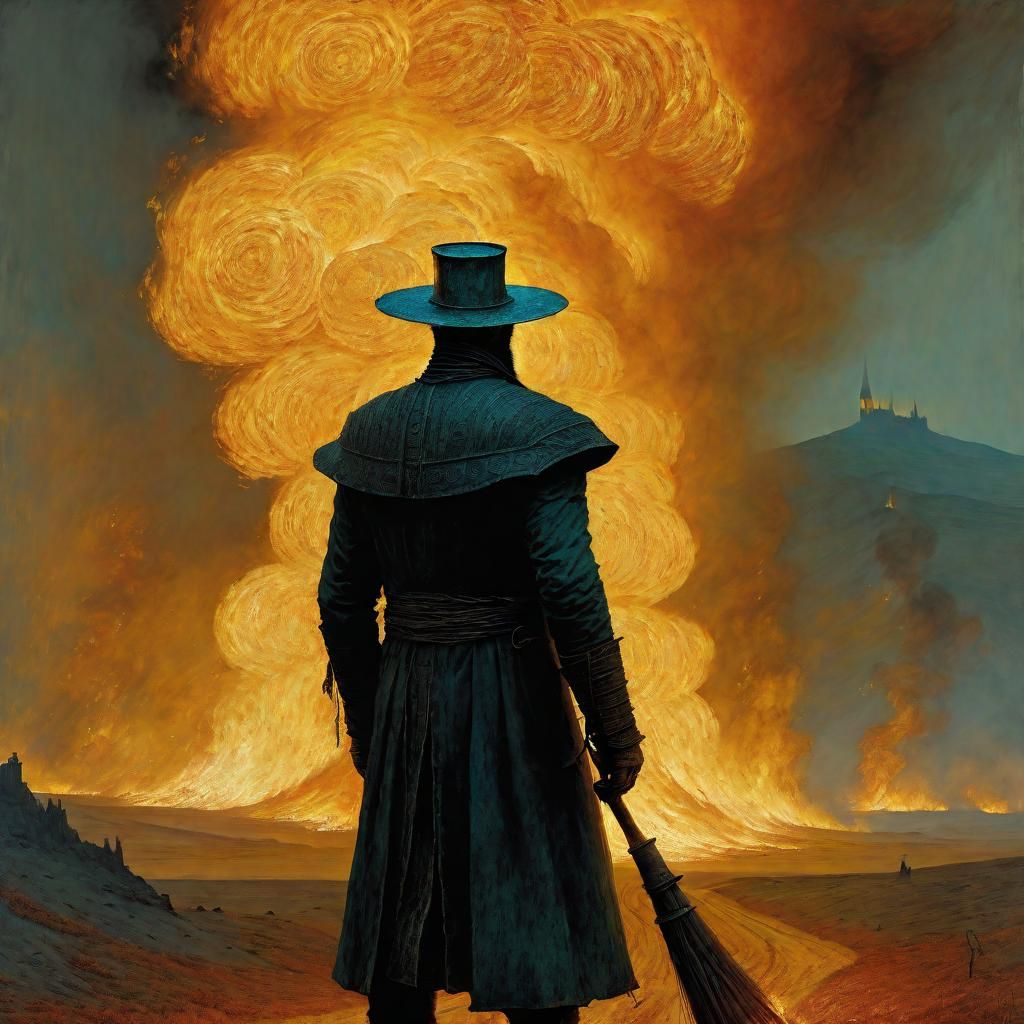 Epic Fire Sorcerer Concept Art in Hyperrealism