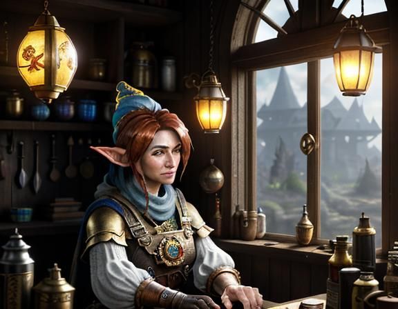 Gnome Repairs Automaton: Fantasy 3D Render