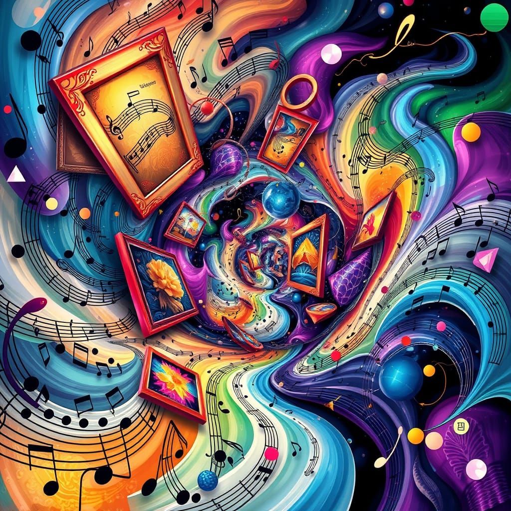 Abstract Whirlpool of Swirling Musical Ideas