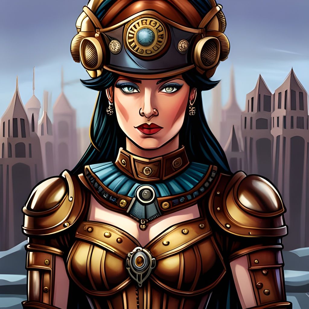 Steampunk Princess Portrait in Comic Book Style