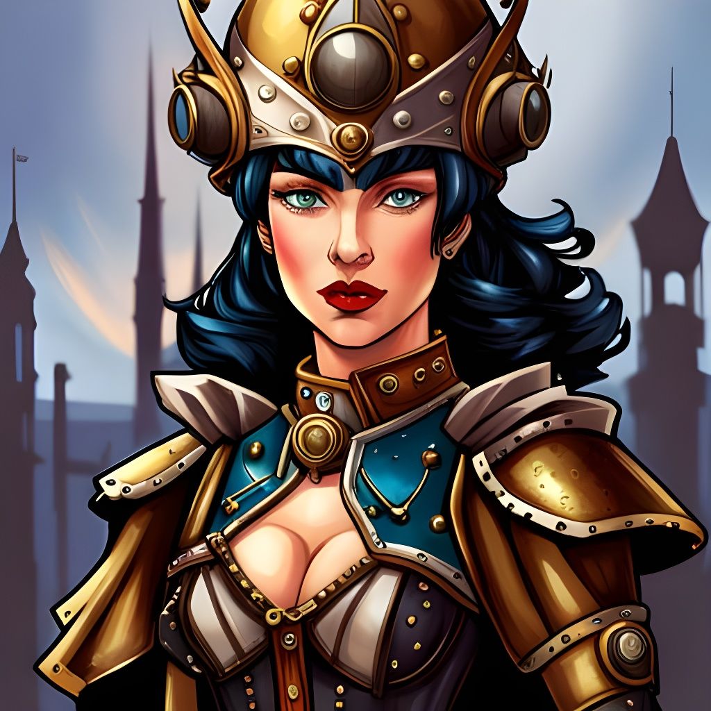 Steampunk Princess Portrait in Detailed Armor