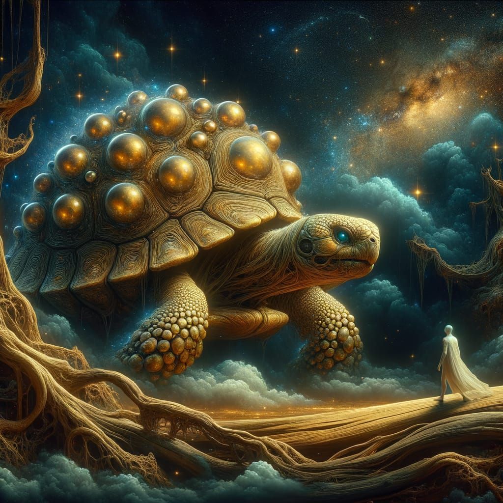 Cosmic Tortoise Encounter on a Gnarled Bridge