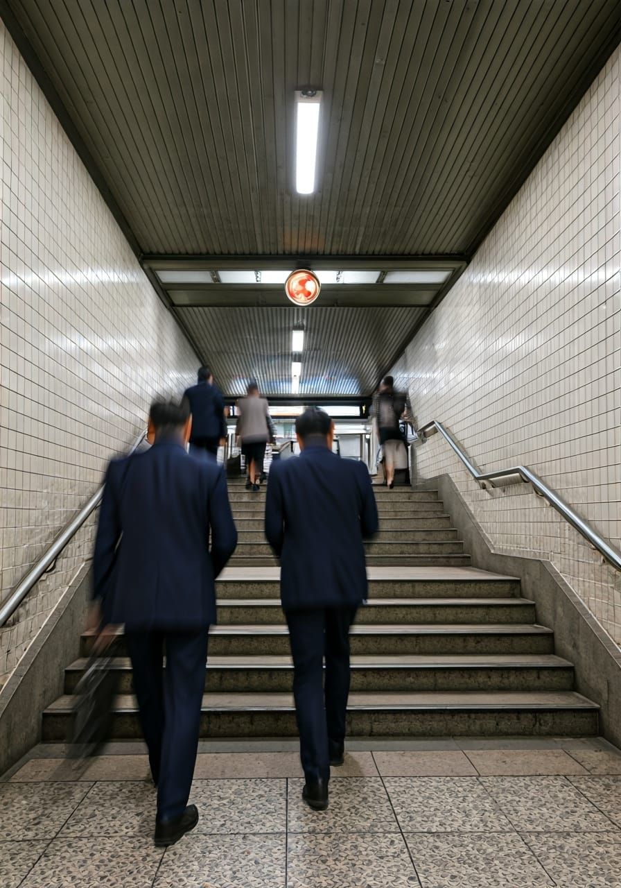 Commuters Rush to Subway: Street Photography