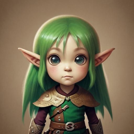 Cartoon Chibi Elf Sketch with Pastel Accents