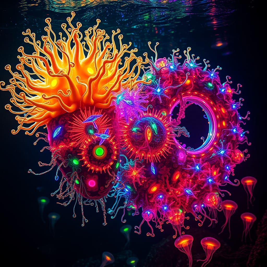 Bioluminescent Fiber Optic Coral Reef Creature