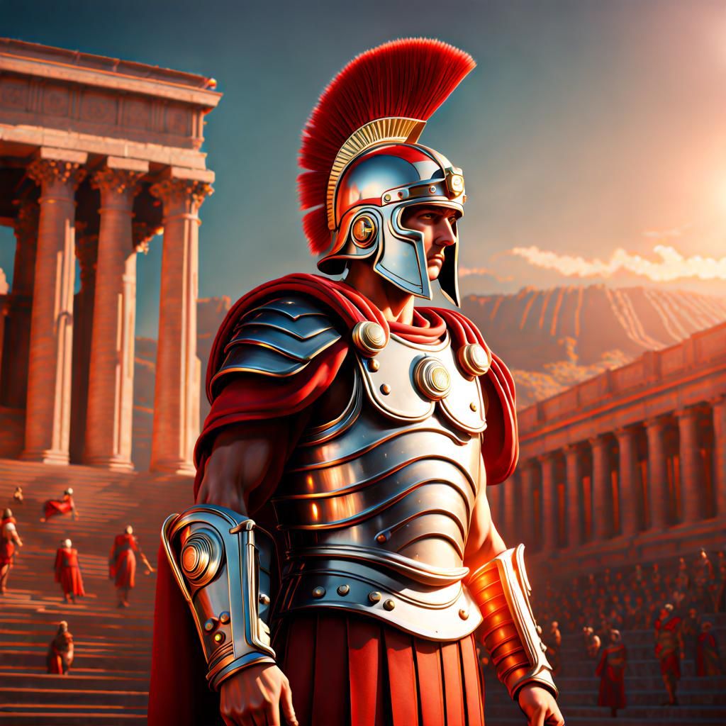 Roman Centurion in Ghibli-Inspired Anime Style