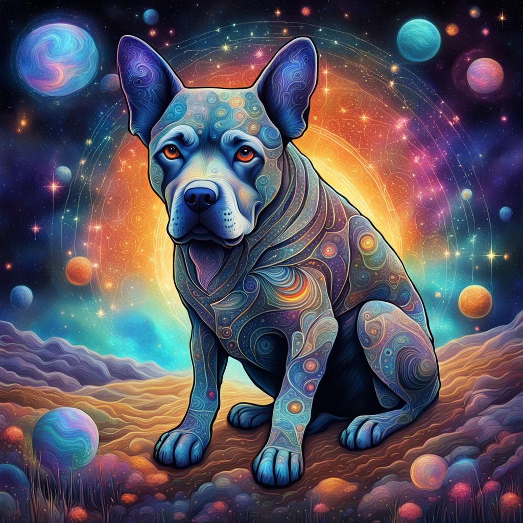 Six-Legged Dog in Holographic Cosmic Illustration
