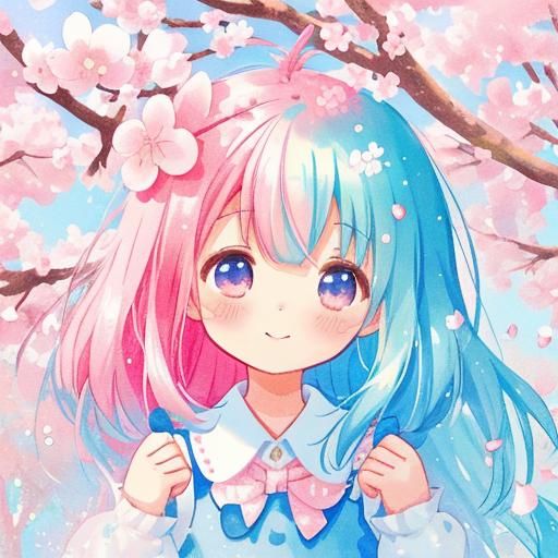 Kawaii Cherry Blossom Scene with Happy Animals