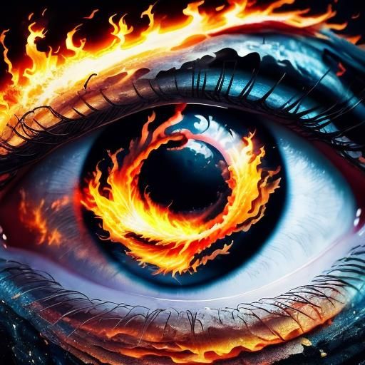 Fiery Dragon Eye with Yin-Yang Vortex