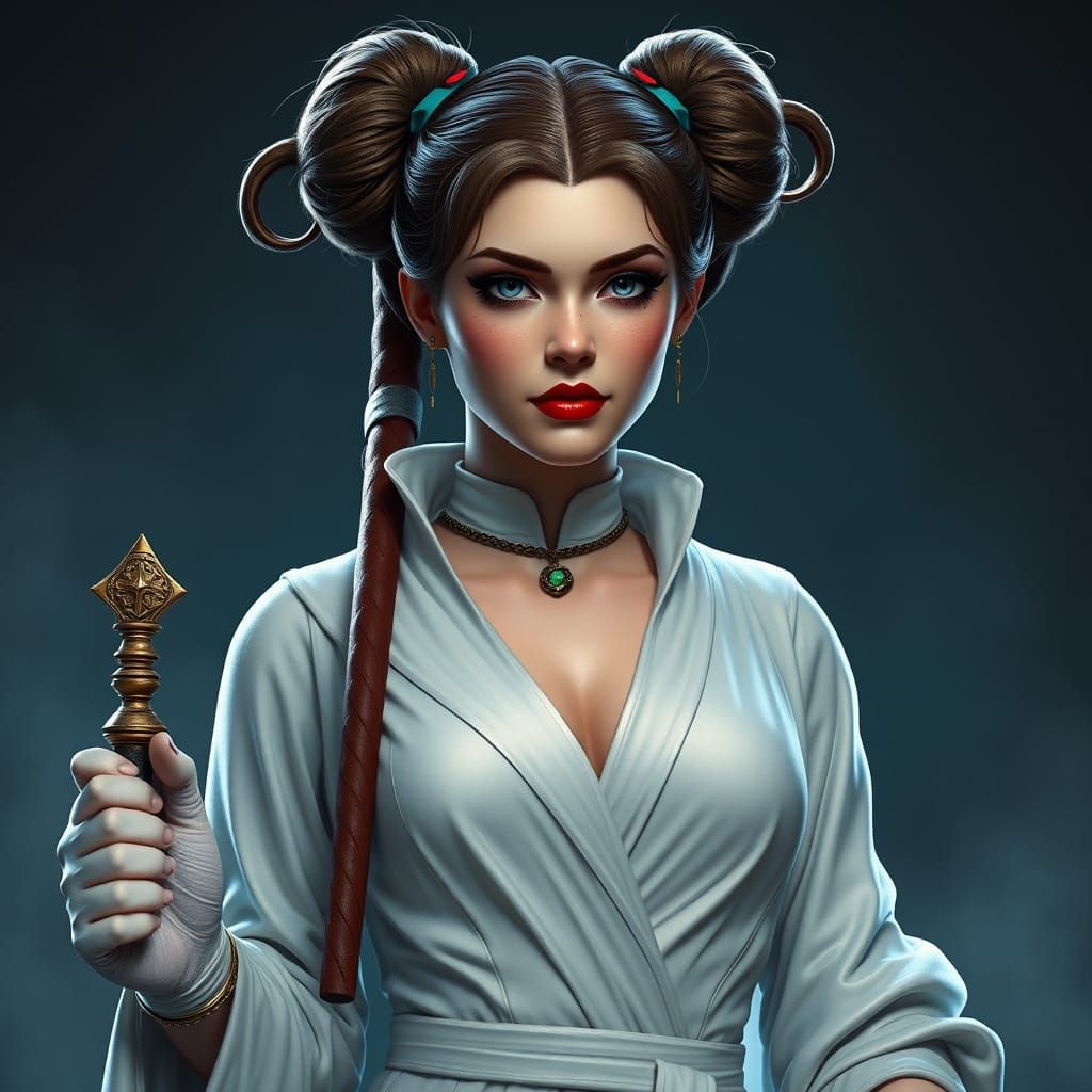 Regal Harley Quinn as Princess Leia in Majestic White Robes