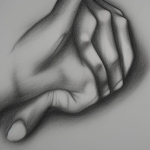 Expressive Charcoal Drawing of Hands
