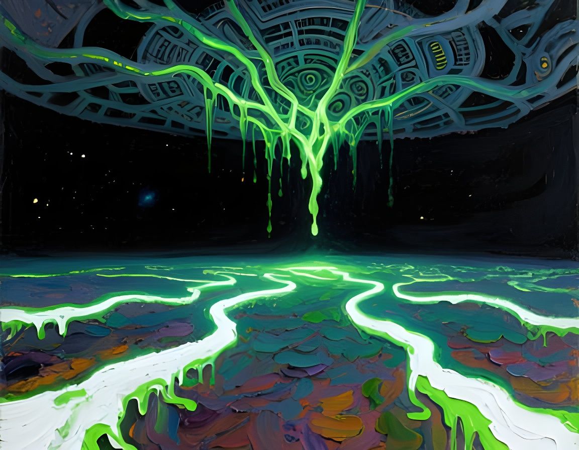 Alien Planetscape with Glowing Networks