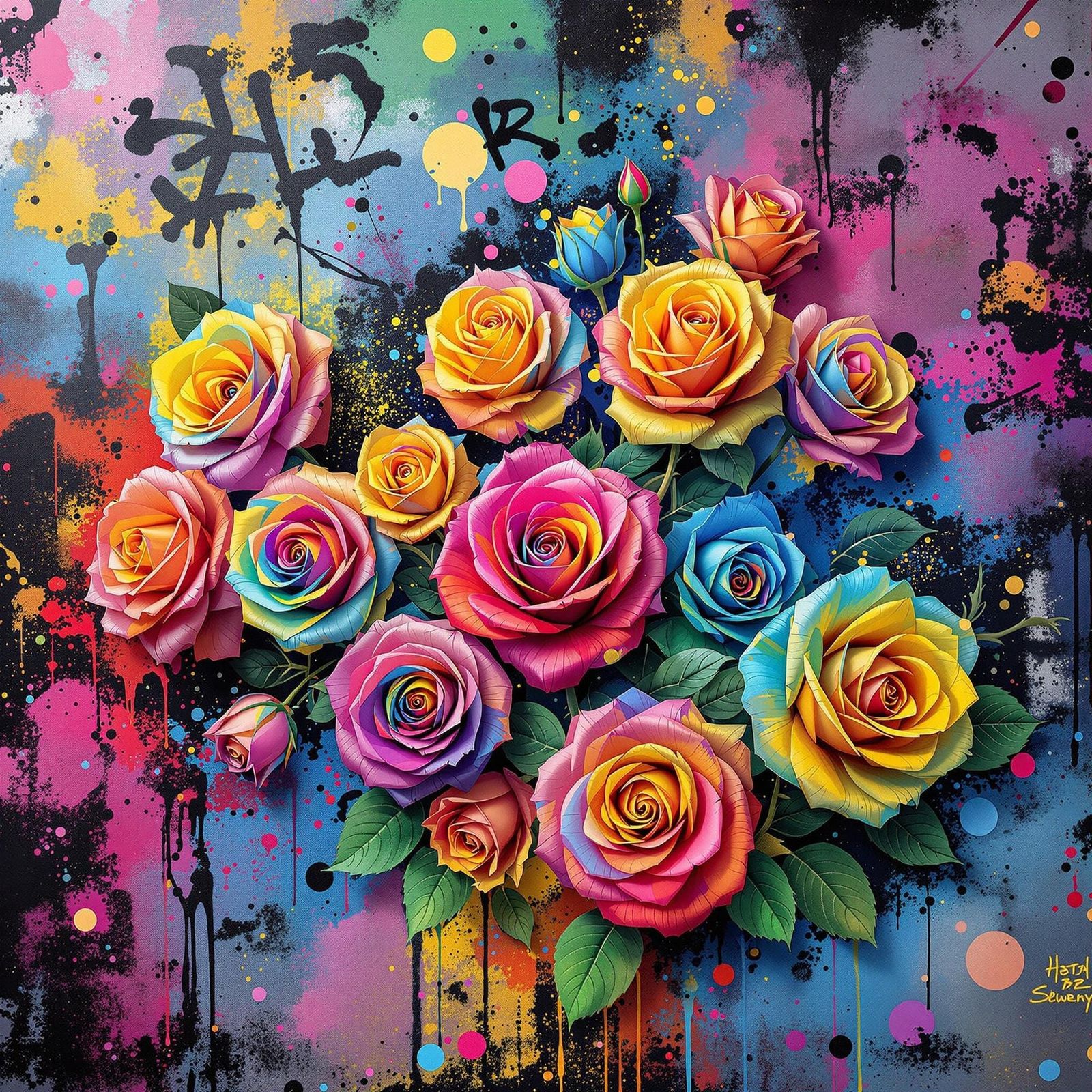 Vibrant Polychromatic Roses in Urban Canvas