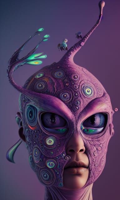 Alien Merge in Oil Paint Style