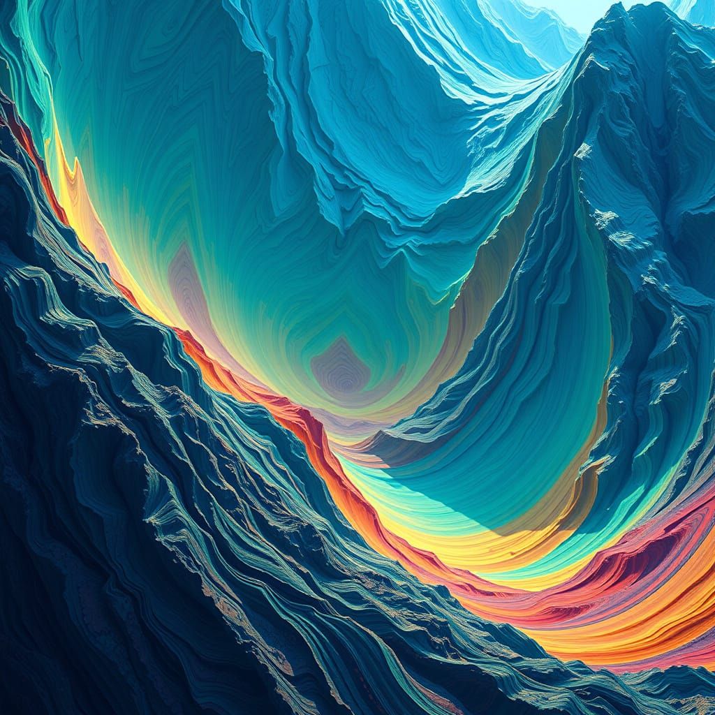 Cerulean Mountain in Mesmerizing Dance of Colors