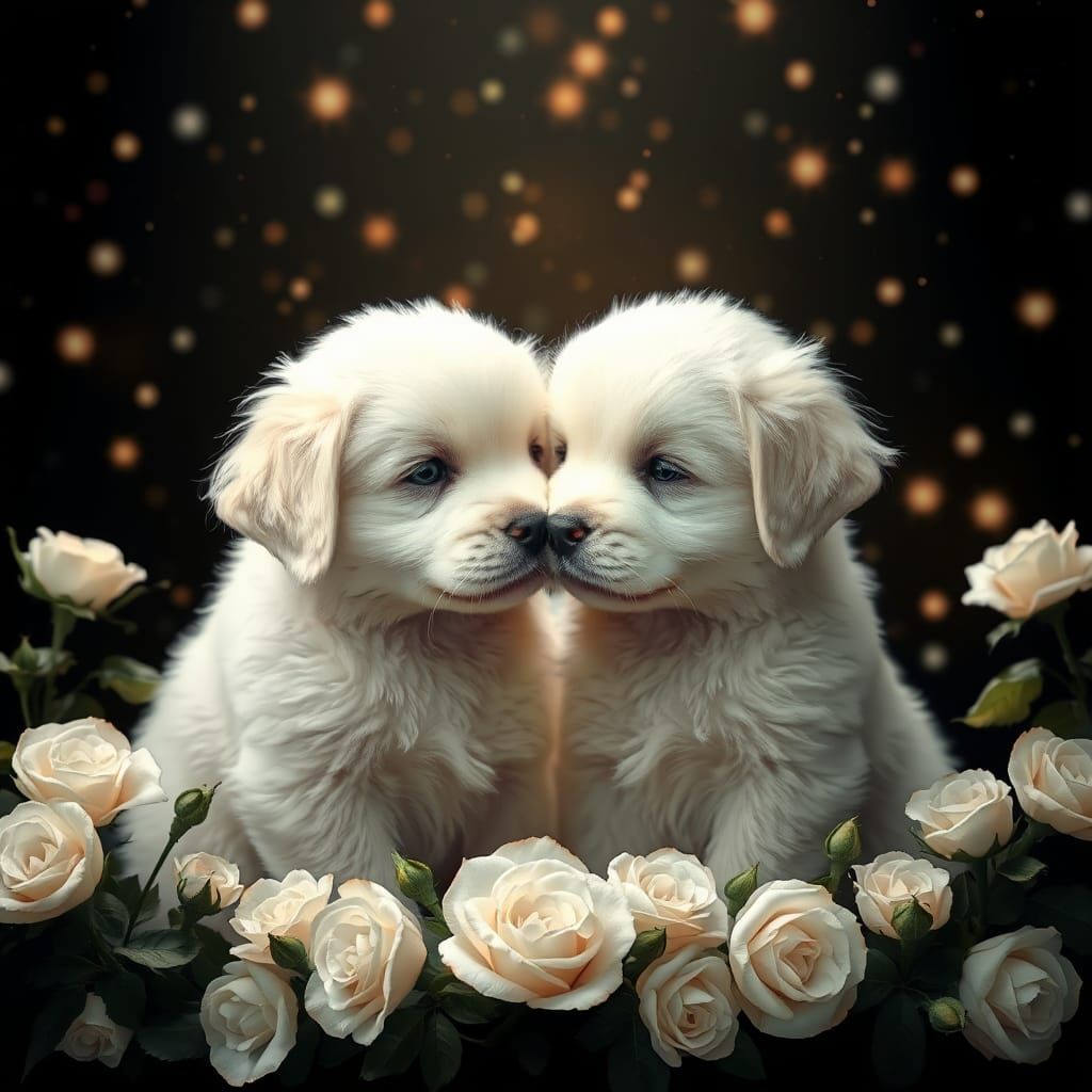Fluffy Puppies with Magic Sparkles