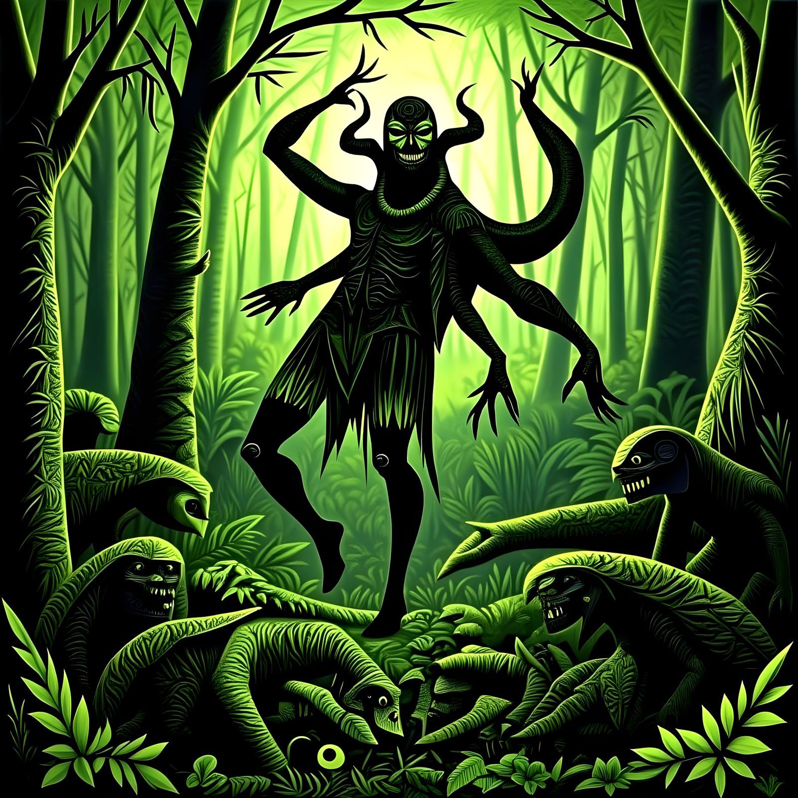 Mysterious Forest Guardians in Ancient Formation