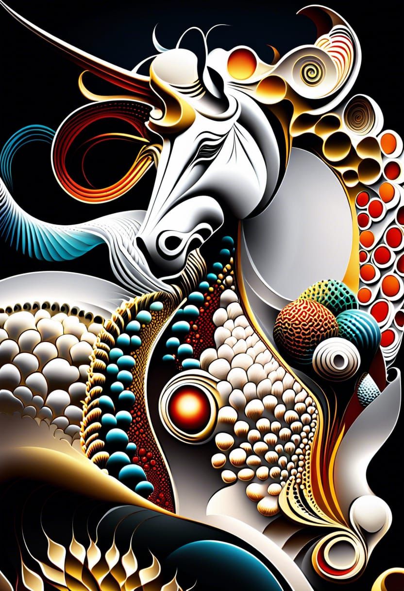 Abstract Fractal Art with Zentangle Elements