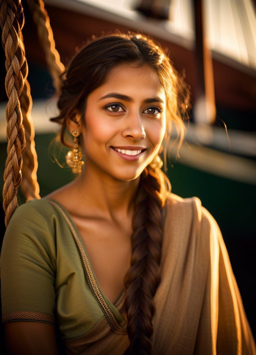 Stunning Portrait of Woman on Dock, Fantasy Concept Art