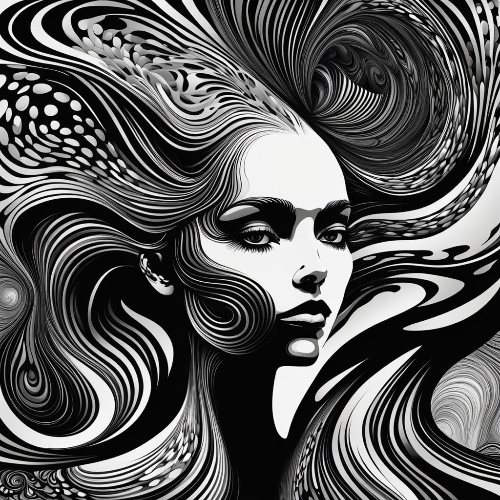 Alluring Silhouette in Acid Art Style