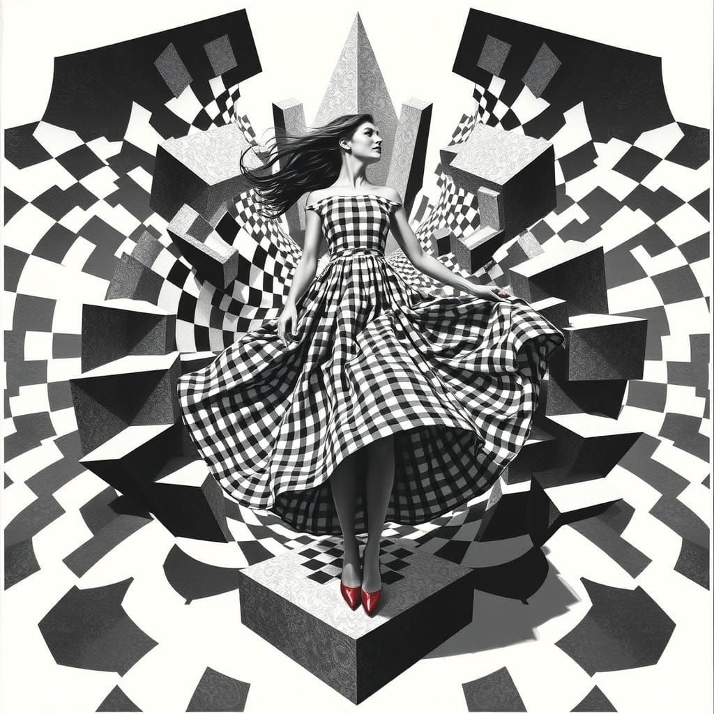 Mind-Bending Gingham Dress Optical Illusion