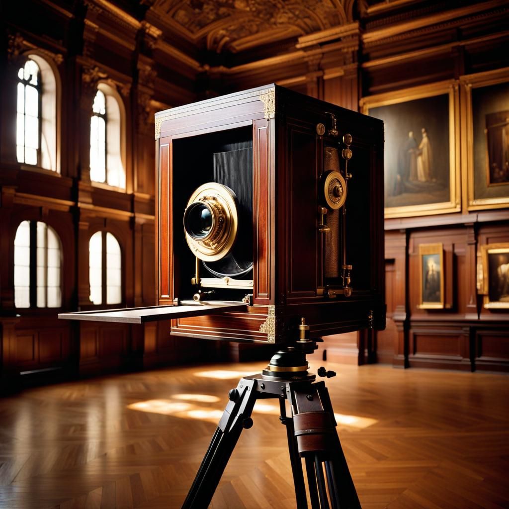 Antique Cinematograph Camera in Museum, Detailed Photography