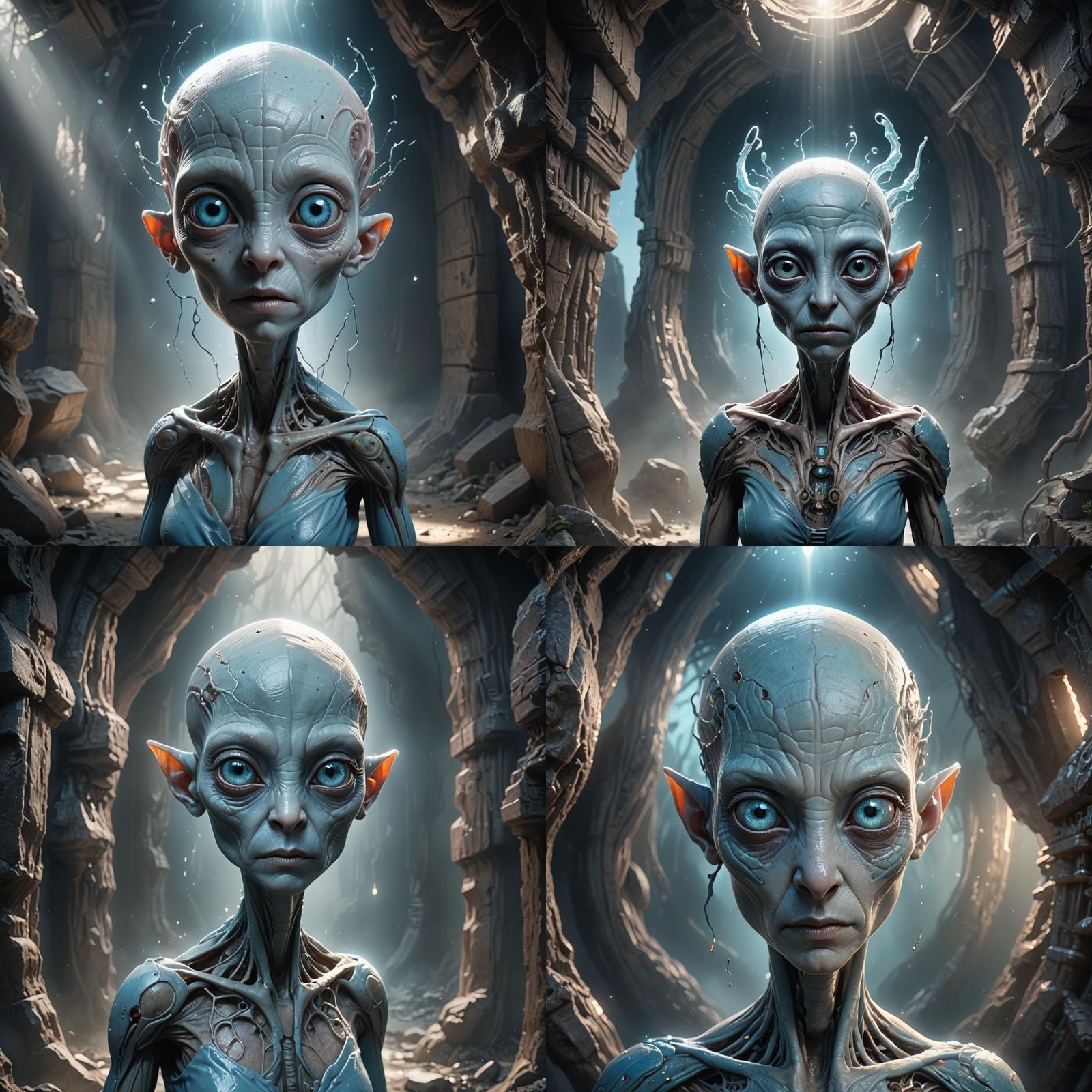 Surreal Alien Goddess Ascends from Radiant Light