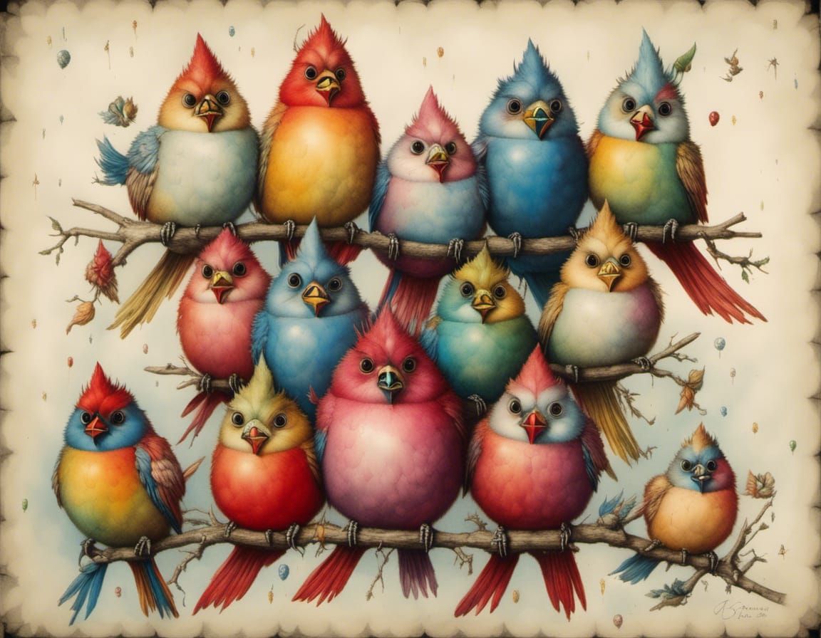 Magical Rainbow Cardinals Portrait