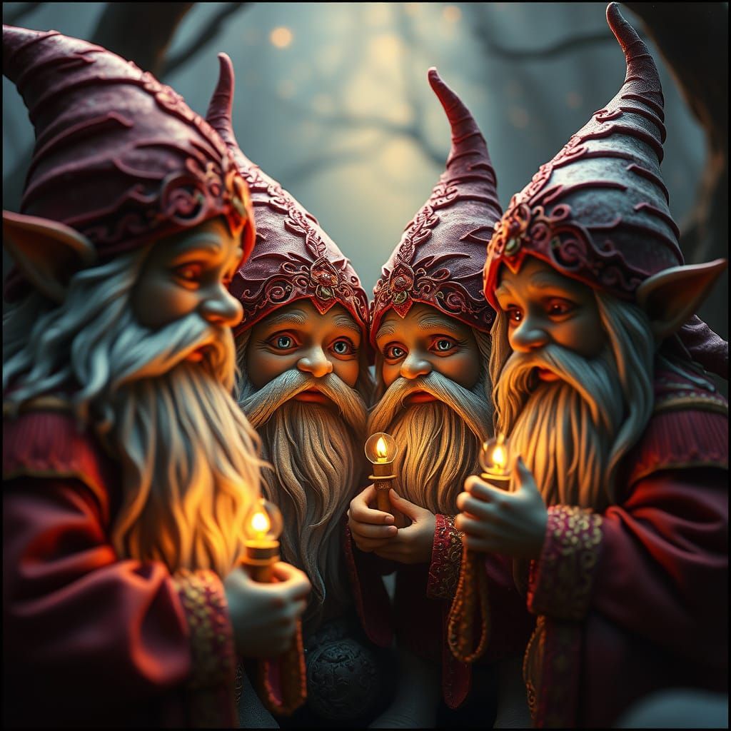 Surreal Fantasy Dwarfs with Twelves in Airbrush and Quilling...