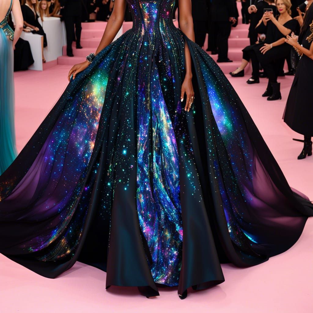 Ethereal Black Opal met gala dress decorated with black opals& Ethereal vibes& magical vibes& beautiful craftsmanship vi...