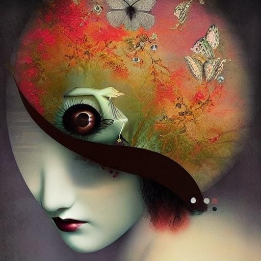 Luminous Woman in Mixed Media Collage