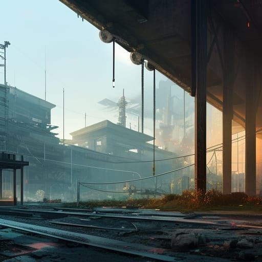 Anime Style Abandoned City: Digital Illustration