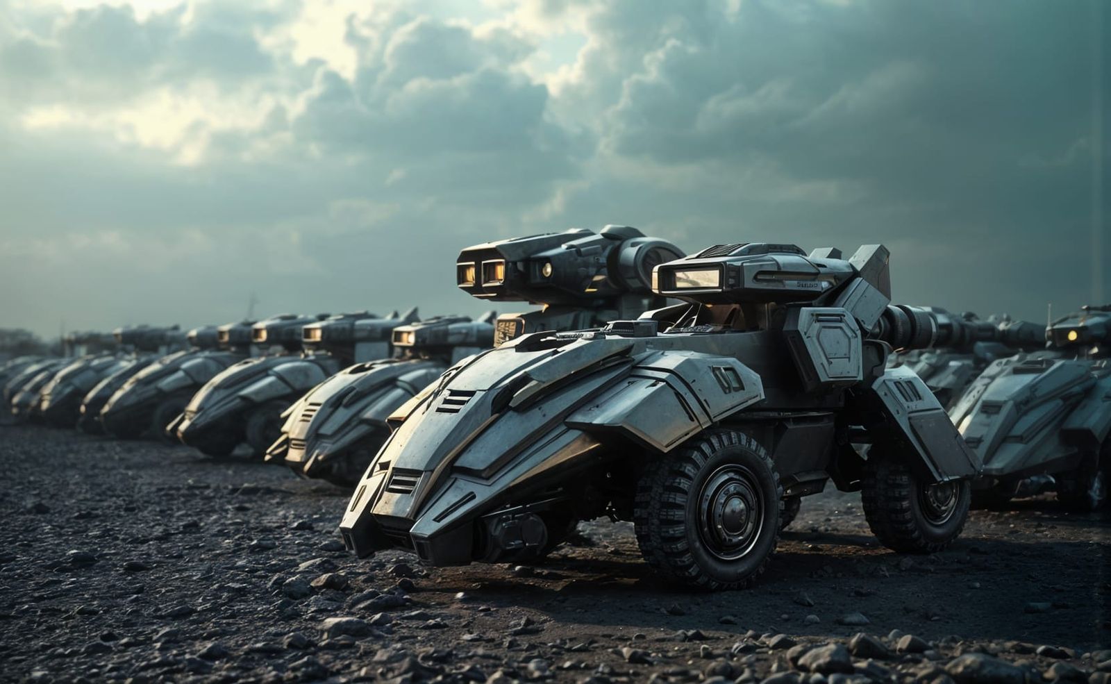 Futuristic Armored Combat Vehicles in Sci-Fi Style