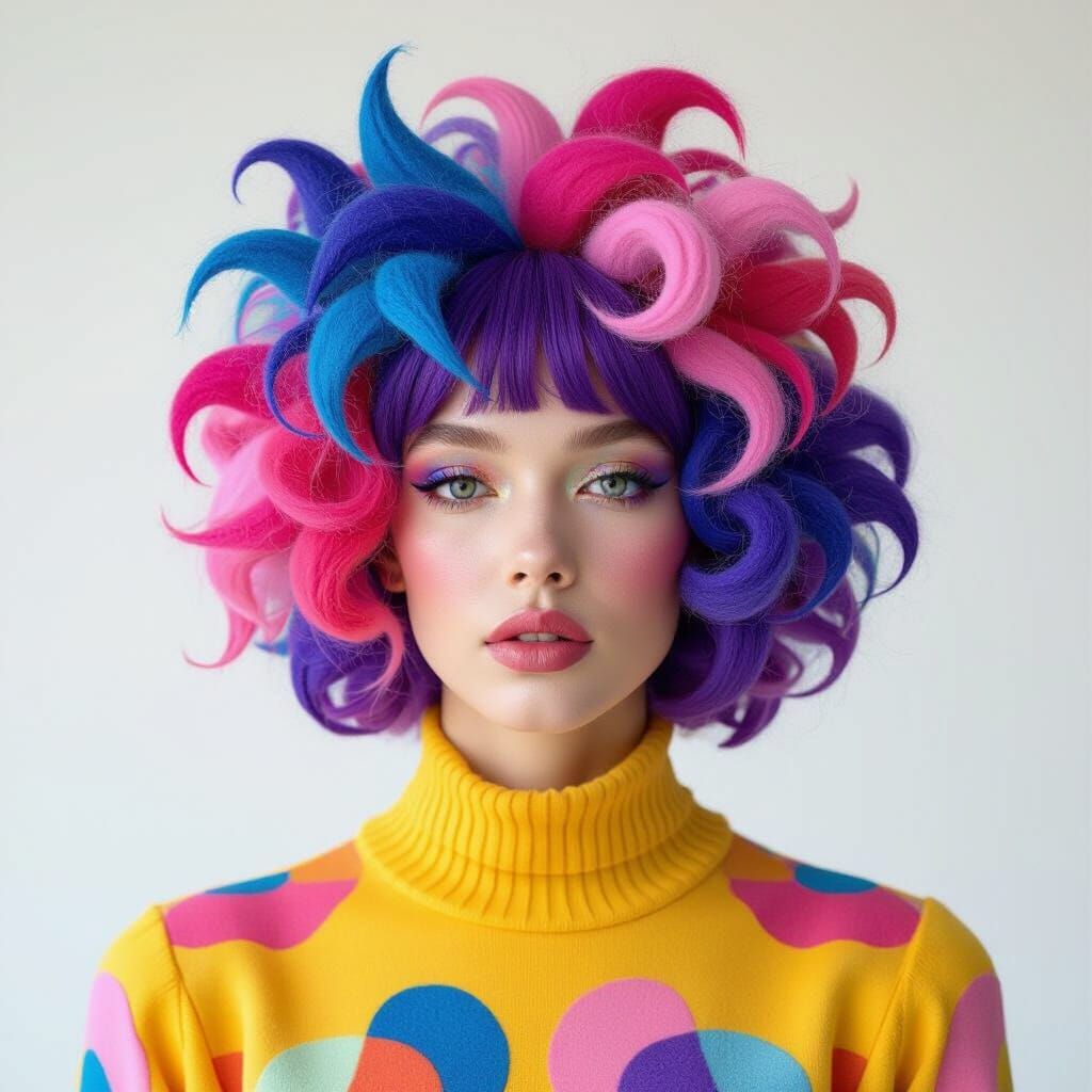 Model in Felt Wig with Murakami and Thorp Inspired Style