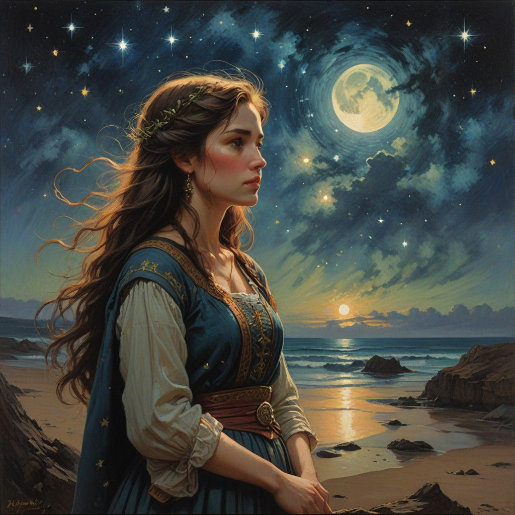 Whispers in the Dark: Midnight Reflections in Oil