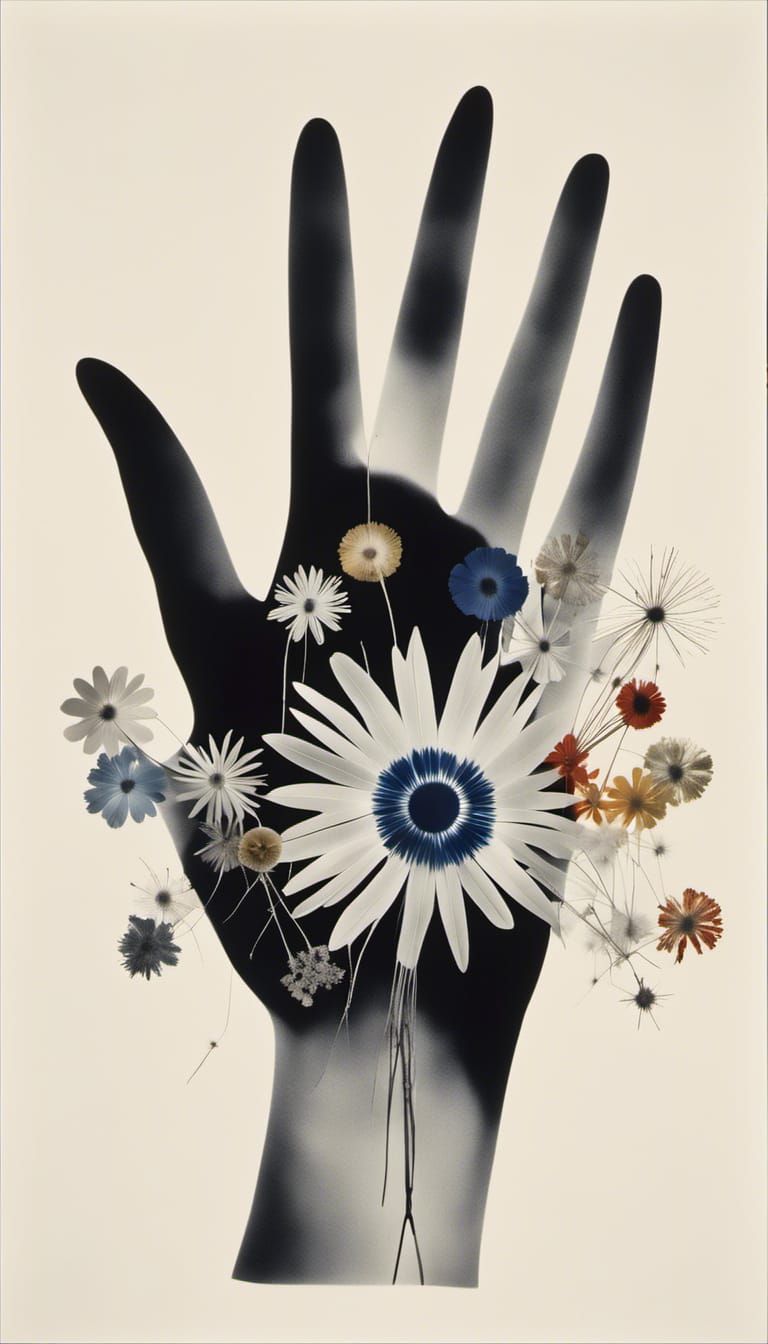 <lora:Photo gram Whitebird:1.0>   By Man Ray ,  (human hand ...