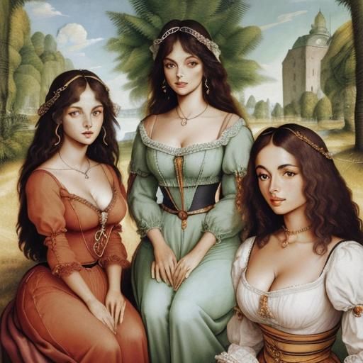 Renaissance-Style Portrait of Three Women