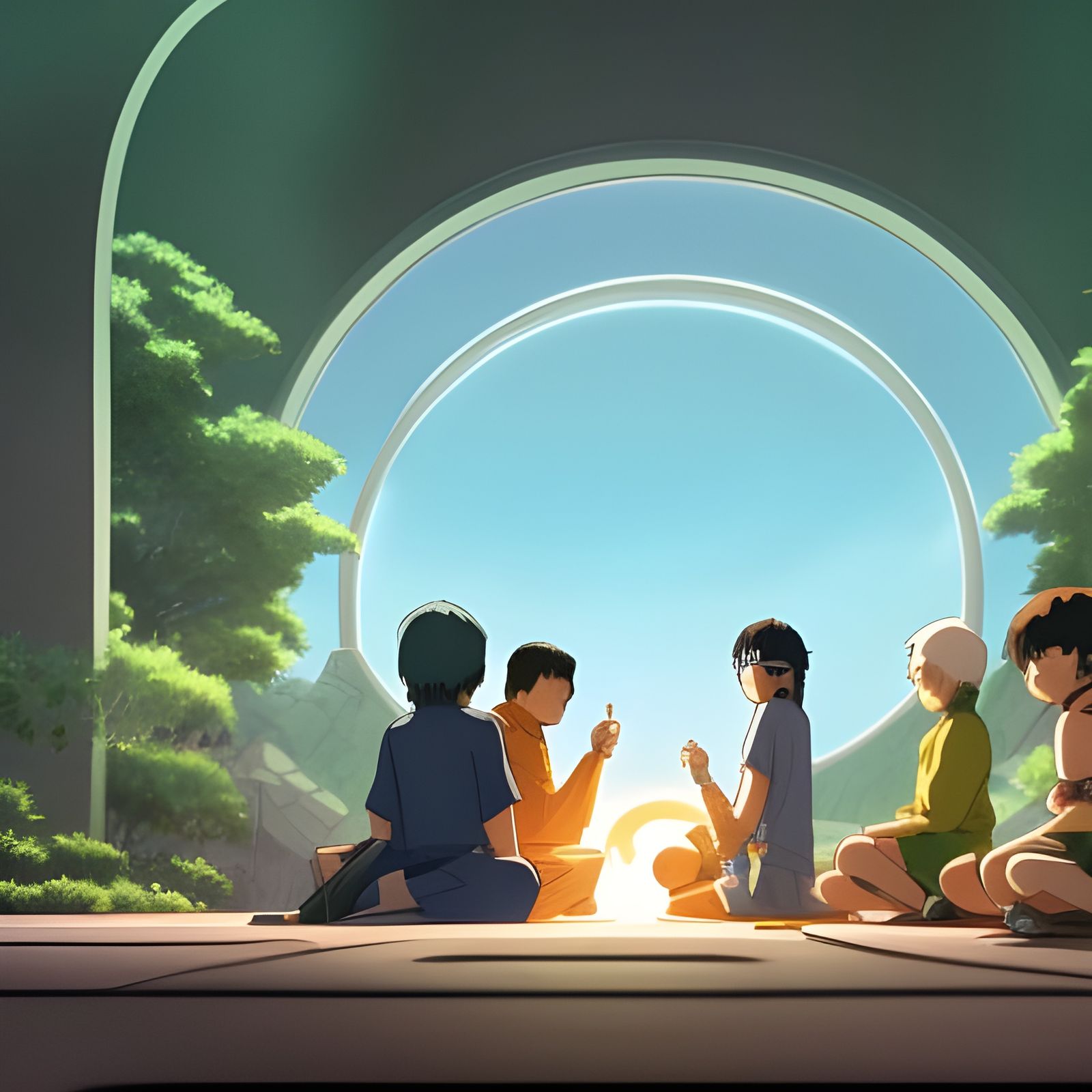 Heroes Unwind: A Studio Ghibli Anime Key Visual by Makoto Shinkai