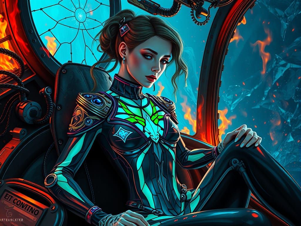 Bioluminescent Woman Navigates Alien Ocean Depths