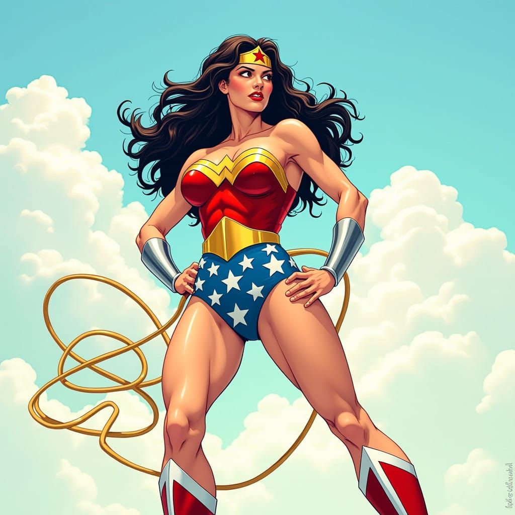 Wonder Woman in Iconic Comic Book Art Style