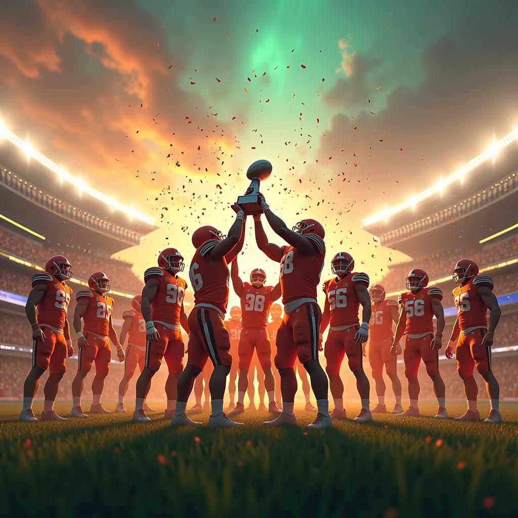 Cleveland Browns Super Bowl Victory in Dreamlike Matte Paint...