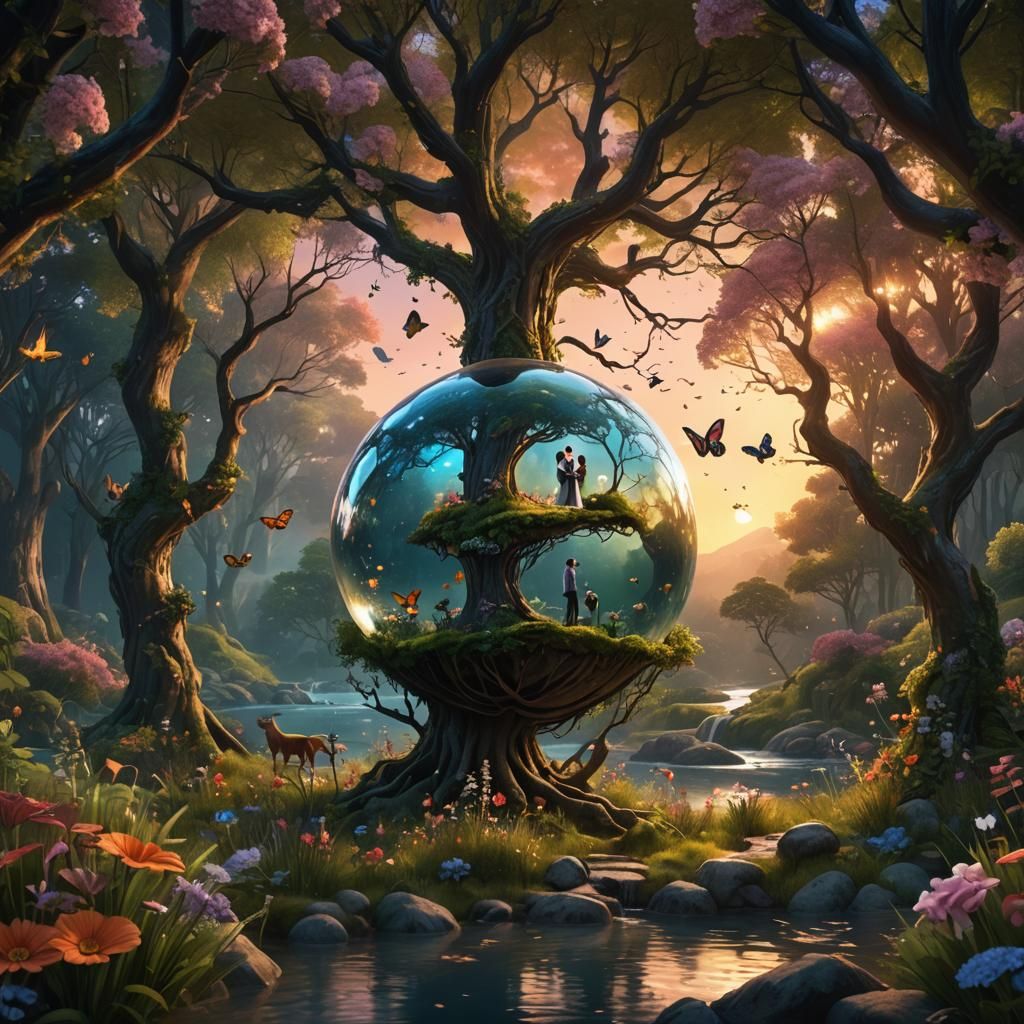 Forest in a Sphere: Detailed Fantasy Concept Art
